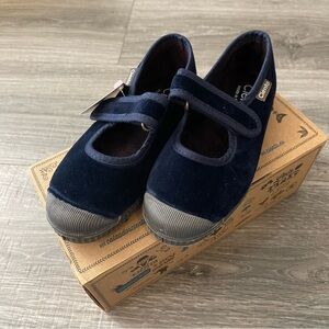 NIB Cienta Blue Velour MaryJanes Shoes Little Kid Girl Size 29 / 11